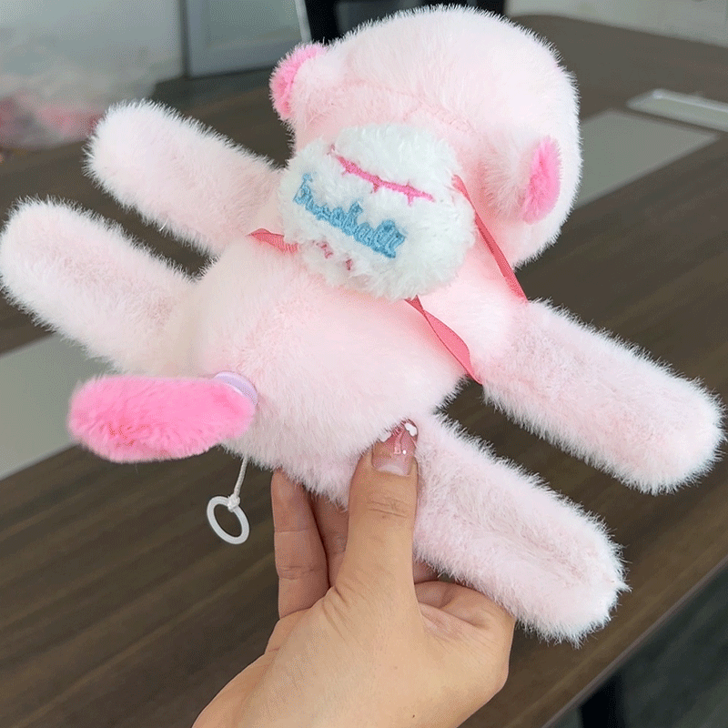 Cute Capybara Plush Slap Bracelet – Pink Animal Wristband Toy with Wagging Tail