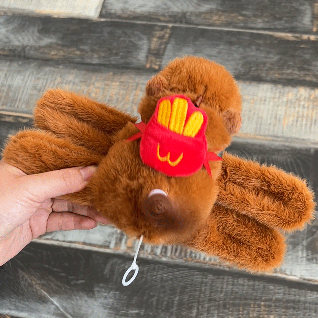 Cute Capybara Plush Slap Bracelet – Pink Animal Wristband Toy with Wagging Tail