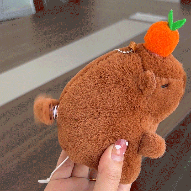 Cute Capybara Plush Slap Bracelet – Pink Animal Wristband Toy with Wagging Tail