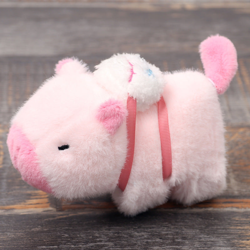 Cute Capybara Plush Slap Bracelet – Pink Animal Wristband Toy with Wagging Tail