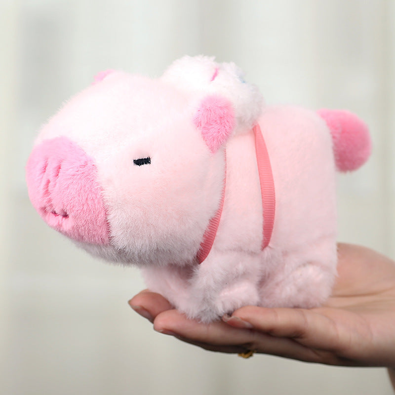 Cute Capybara Plush Slap Bracelet – Pink Animal Wristband Toy with Wagging Tail