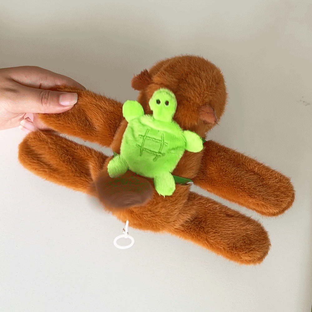 Cute Capybara Plush Slap Bracelet – Pink Animal Wristband Toy with Wagging Tail