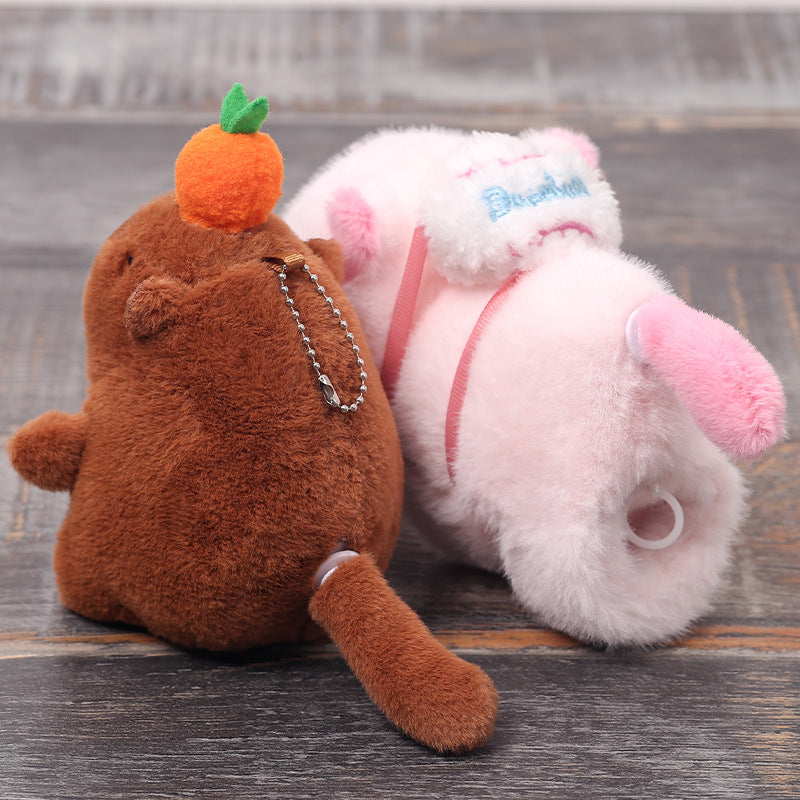 Cute Capybara Plush Slap Bracelet – Pink Animal Wristband Toy with Wagging Tail