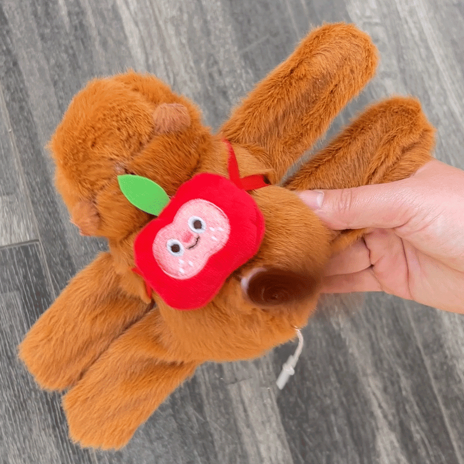 Cute Capybara Plush Slap Bracelet – Pink Animal Wristband Toy with Wagging Tail