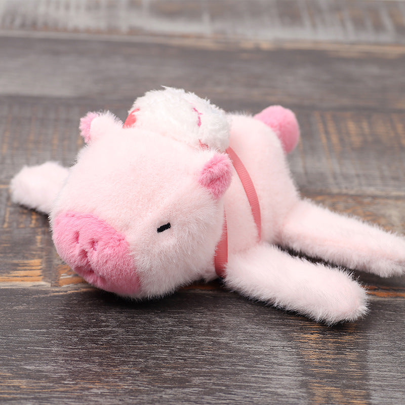 Cute Capybara Plush Slap Bracelet – Pink Animal Wristband Toy with Wagging Tail