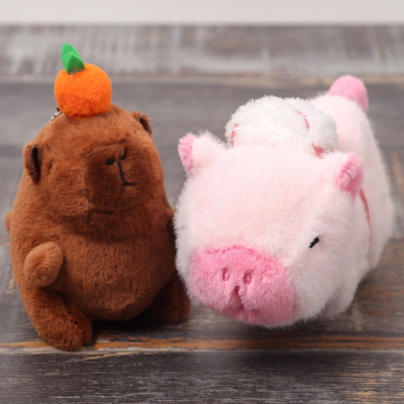 Cute Capybara Plush Slap Bracelet – Pink Animal Wristband Toy with Wagging Tail