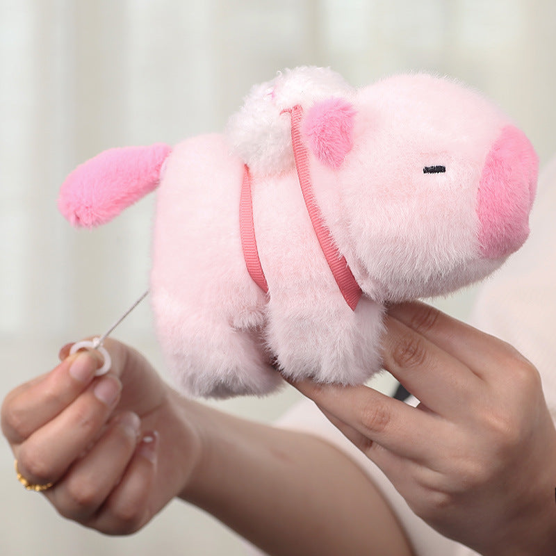Cute Capybara Plush Slap Bracelet – Pink Animal Wristband Toy with Wagging Tail