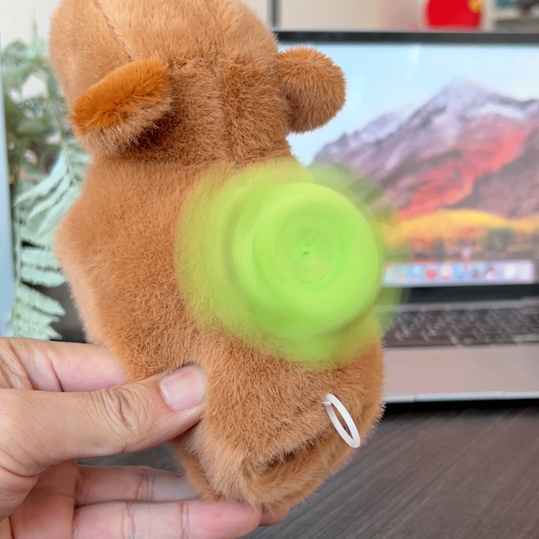 Cute Capybara Plush Slap Bracelet – Pink Animal Wristband Toy with Wagging Tail