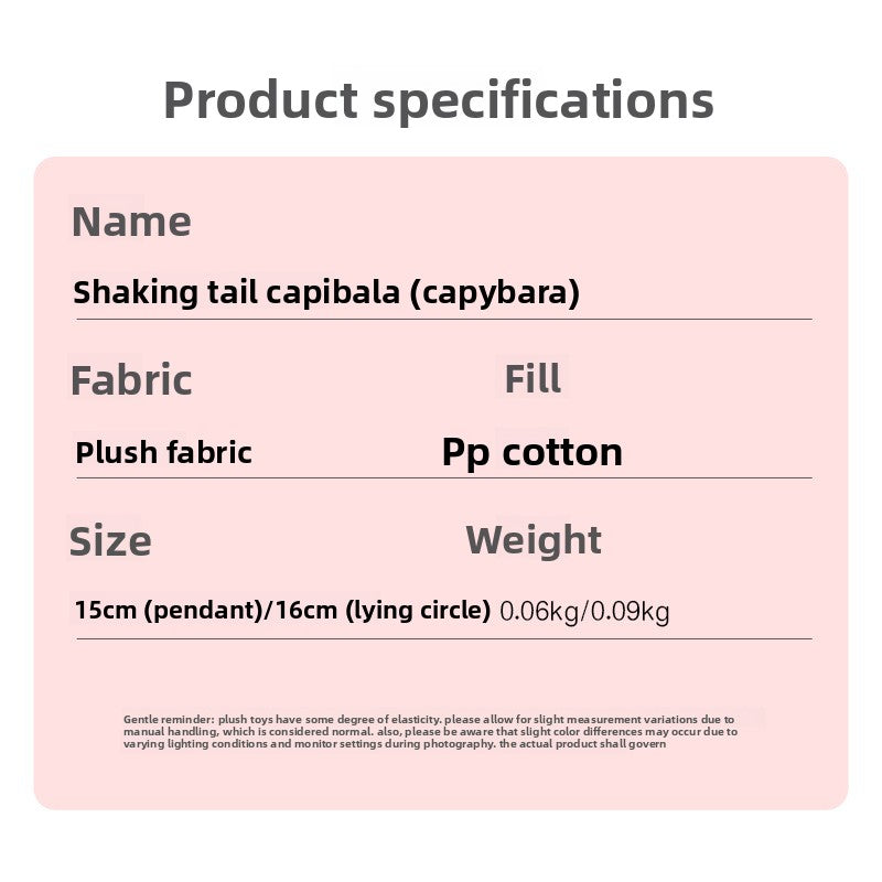 Cute Capybara Plush Slap Bracelet – Pink Animal Wristband Toy with Wagging Tail